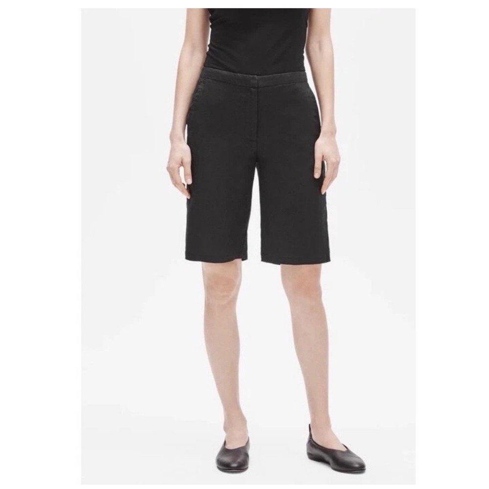 Eileen Fisher‎ XL Black 100% Tencel Tapered Bermuda Shorts Minimalist Lagenlook